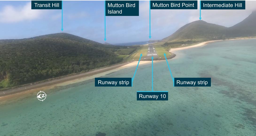 King Air lands off runway surface during visual approach to Lord Howe Island during a rain